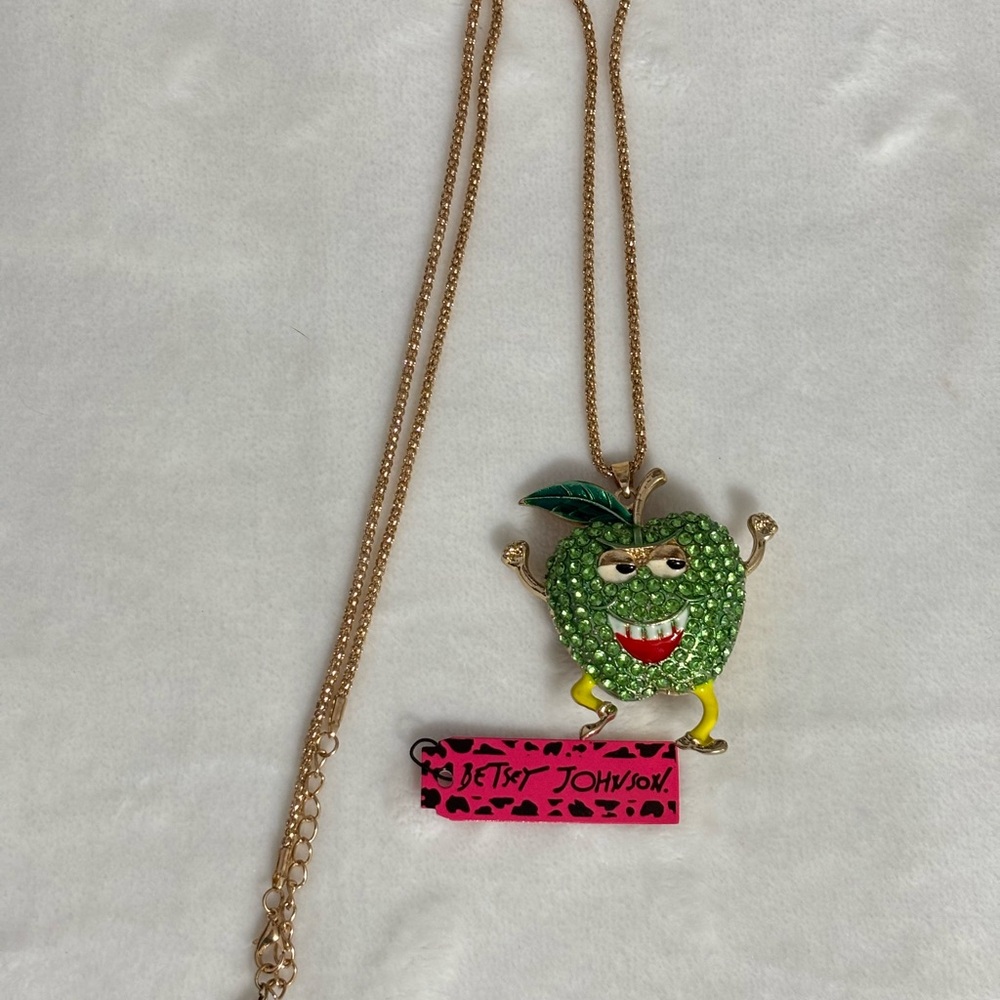 Betsey Johnson Sparkling Green Apple Necklace